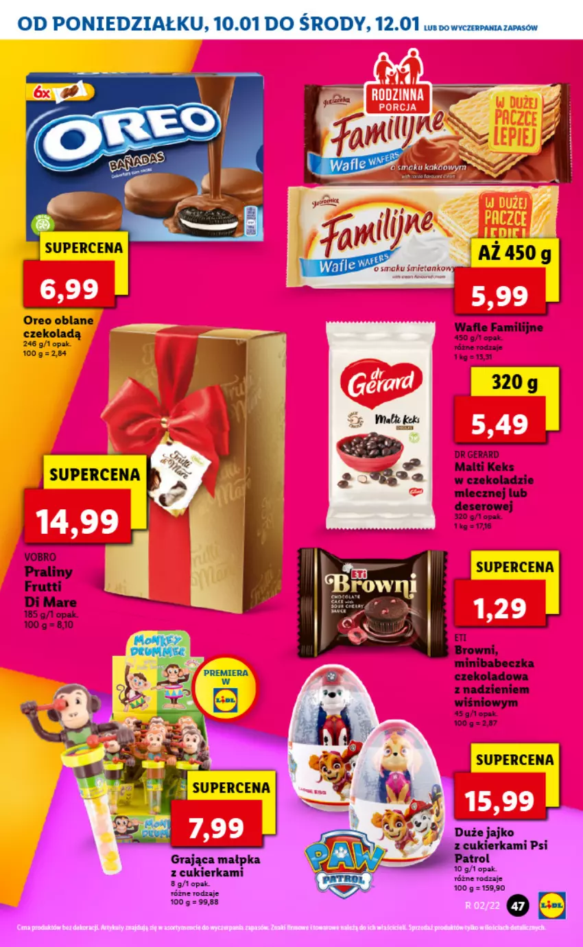 Gazetka promocyjna Lidl - GAZETKA - ważna 10.01 do 12.01.2022 - strona 47 - produkty: Cukier, Deser, Dr Gerard, Gra, Oreo, Praliny, Psi Patrol, Ser