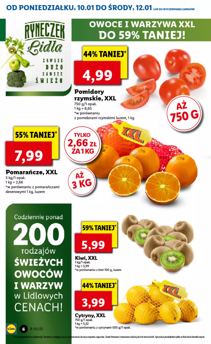 Gazetka promocyjna Lidl - GAZETKA - ważna 10.01 do 12.01.2022 - strona 6 - produkty: Cytryny, Deser, Kiwi, Owoce, Pomarańcze, Pomidory, Por, Ser, Warzywa