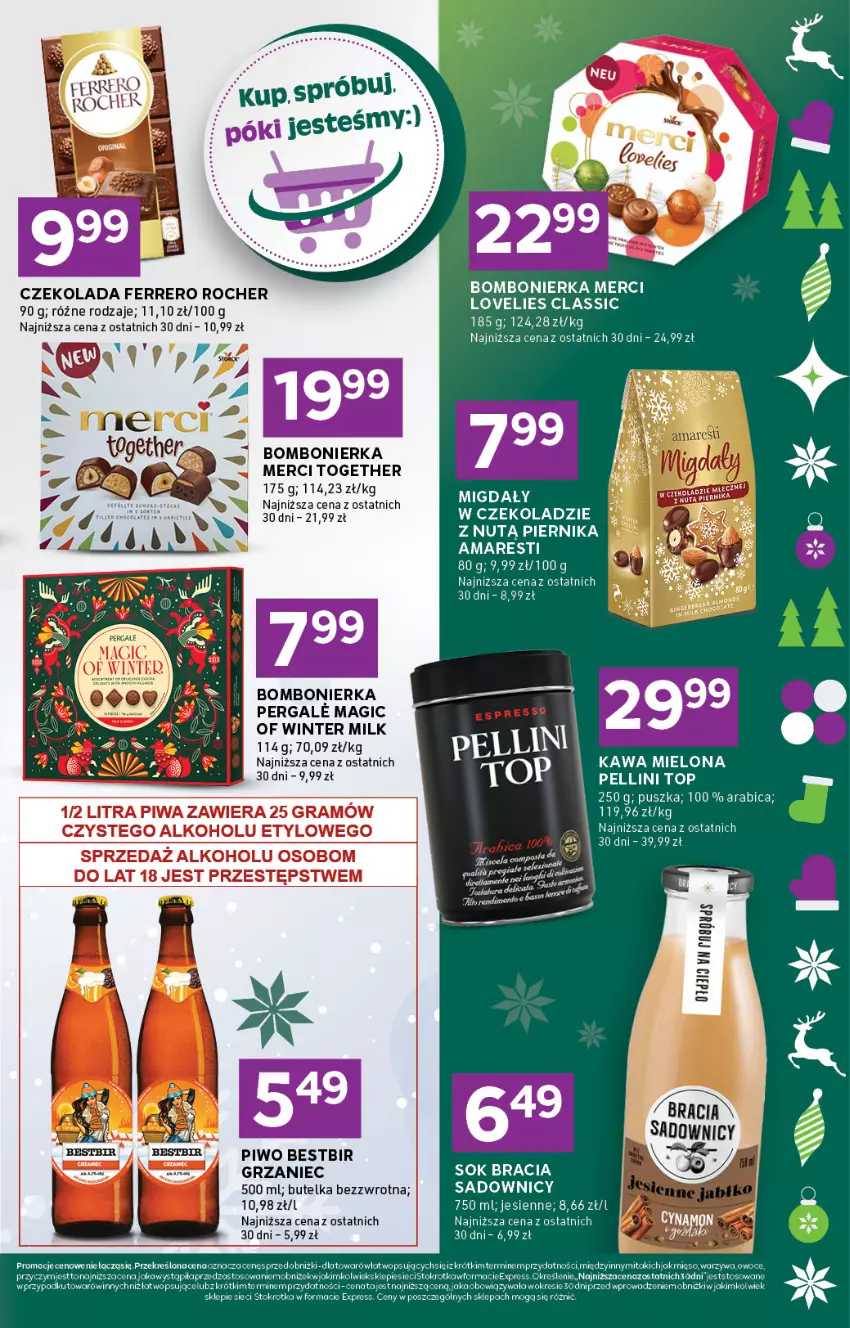 Gazetka promocyjna Stokrotka - Stokrotka Express - ważna 27.11 do 03.12.2025 - strona 5 - produkty: BIC, Czekolada, Fa, Ferrero, Ferrero Rocher, Gra, Kawa, Kawa mielona, Merci, Migdały, Owoce, Piernik, Piwa, Piwo, Sok, Top, Warzywa
