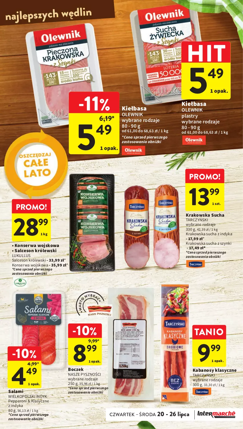 Gazetka promocyjna Intermarche - Gazetka Intermarche - ważna 20.07 do 26.07.2023 - strona 23 - produkty: Boczek, Kabanos, Kiełbasa, Królewski, Olewnik, Salami, Salceson, Ser, Tarczyński