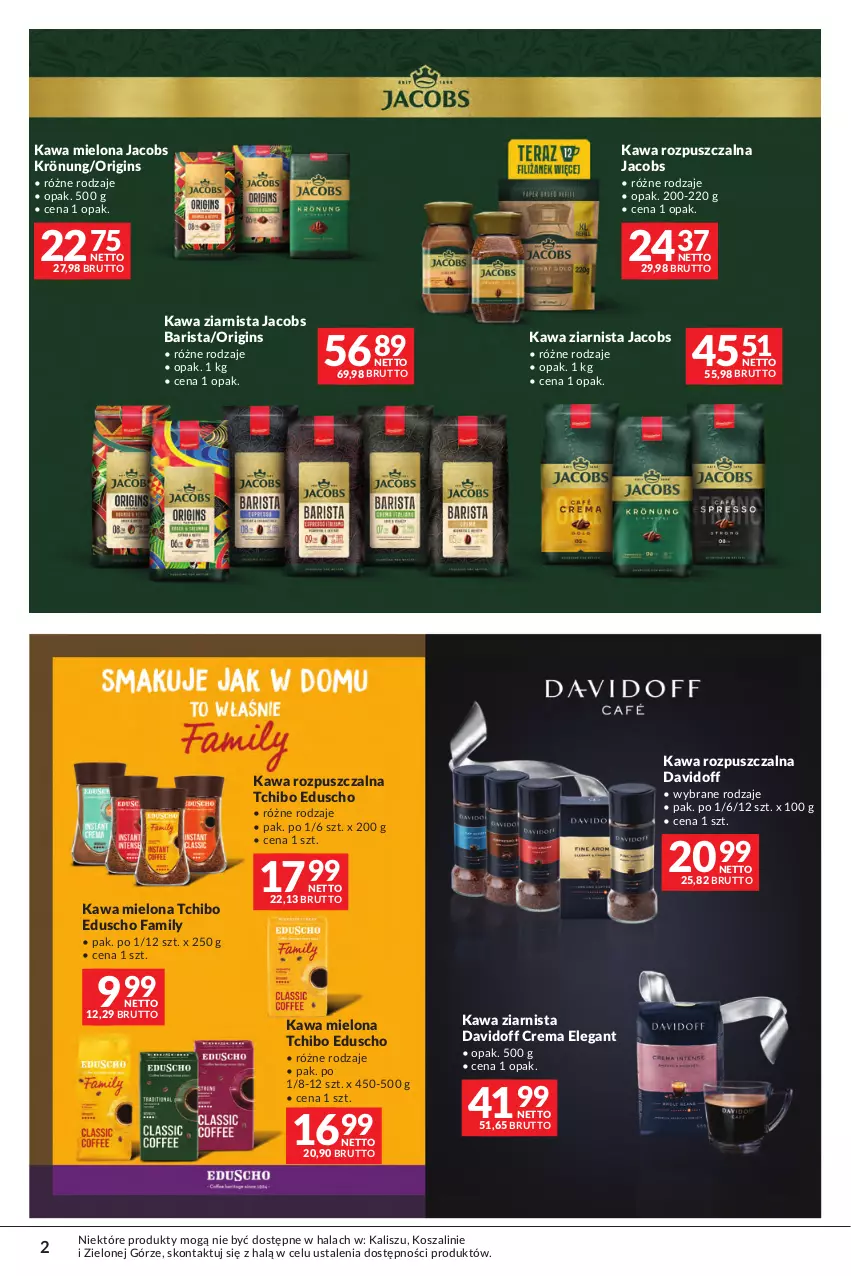 Gazetka promocyjna Makro - Oferta Kawa Herbata - ważna 29.09 do 12.10.2026 - strona 2 - produkty: Davidoff, Fa, Gin, Jacobs, Jacobs Krönung, Kawa, Kawa mielona, Kawa rozpuszczalna, Kawa ziarnista, Kosz, Szal, Tchibo