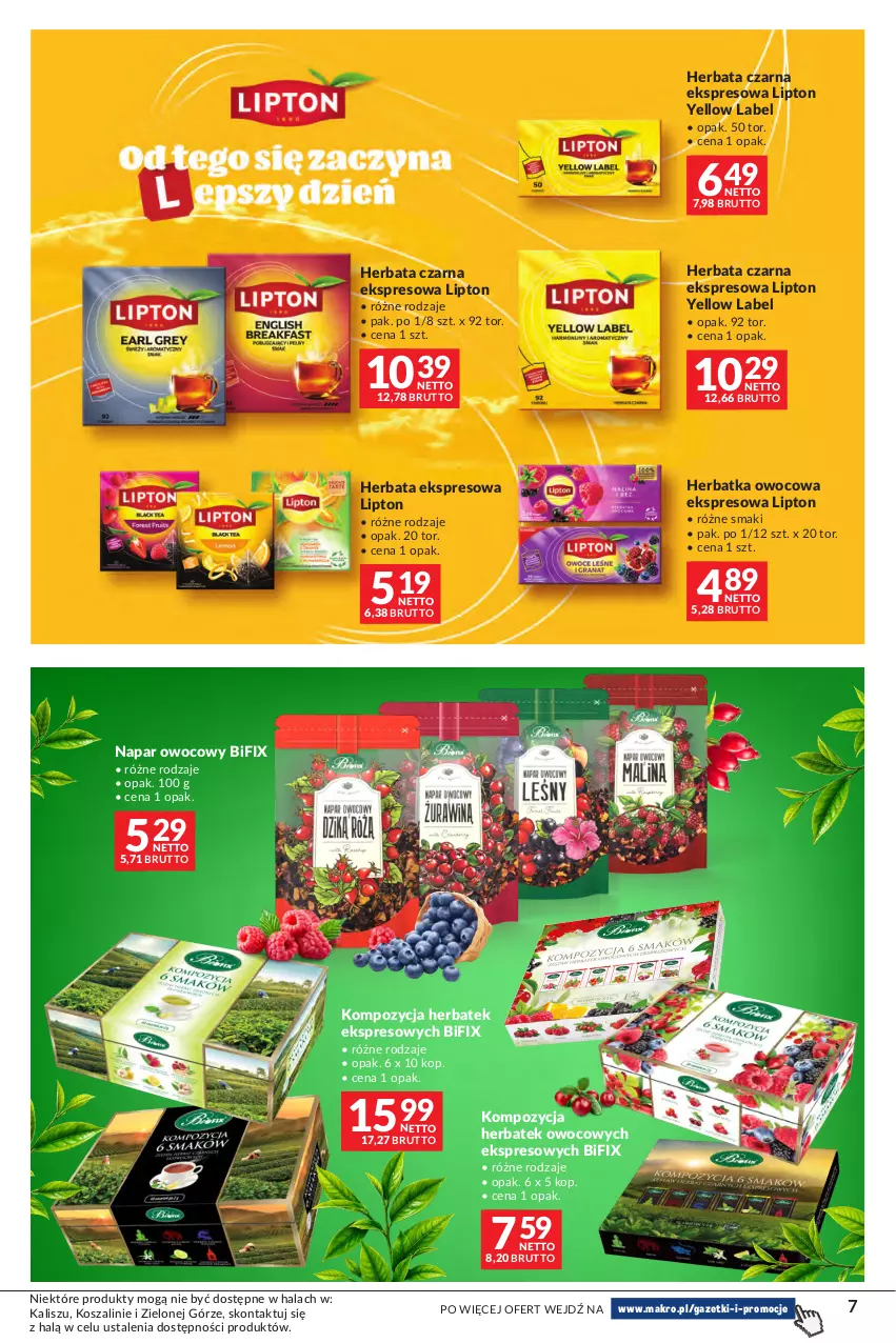 Gazetka promocyjna Makro - Oferta Kawa Herbata - ważna 29.09 do 12.10.2026 - strona 7 - produkty: Herbata, Herbata czarna, Kosz, Lipton, Szal