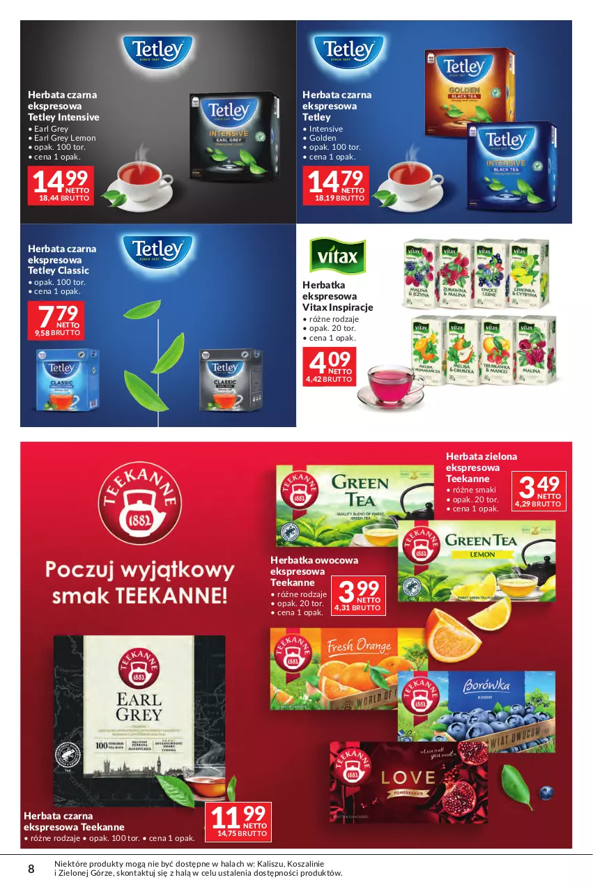 Gazetka promocyjna Makro - Oferta Kawa Herbata - ważna 29.09 do 12.10.2026 - strona 8 - produkty: Earl Grey, Herbata, Herbata czarna, Kosz, Szal, Teekanne, Tetley, Vitax