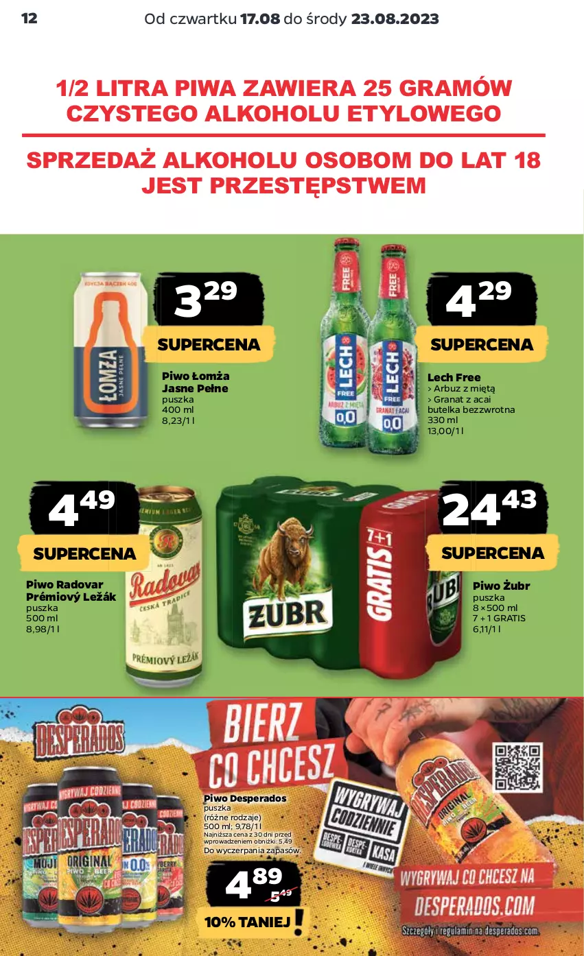 Gazetka promocyjna Netto - Artykuły spożywcze - ważna 17.08 do 23.08.2023 - strona 12 - produkty: Arbuz, Desperados, Gra, Granat, Piwa, Piwo