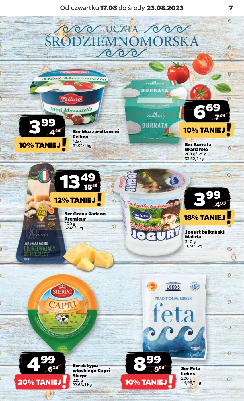 Gazetka promocyjna Netto - Artykuły spożywcze - ważna 17.08 do 23.08.2023 - strona 7 - produkty: Burrata, Feta, Gra, Jogurt, Mozzarella, Ser, Serek