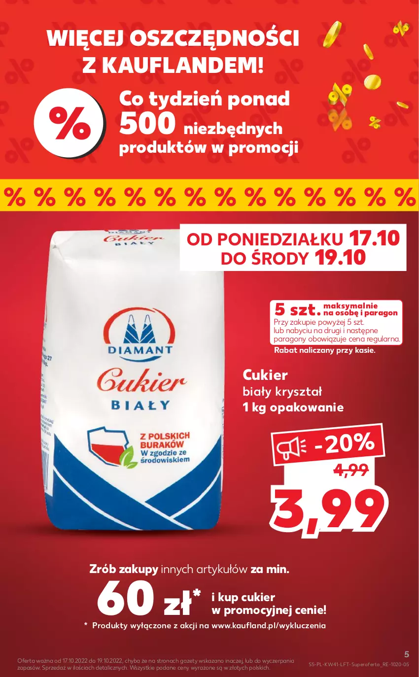 Gazetka promocyjna Kaufland - OFERTA TYGODNIA - ważna 13.10 do 19.10.2022 - strona 5 - produkty: Cukier