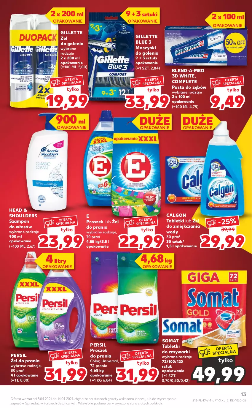 Gazetka promocyjna Kaufland - OFERTA TYGODNIA - ważna 08.04 do 14.04.2021 - strona 13 - produkty: Blend-a-Med, Calgon, Gillette, LG, Pasta do zębów, Persil, Proszek do prania, Somat, Szampon, Tablet, Tabletki do zmywarki, Zmywarki