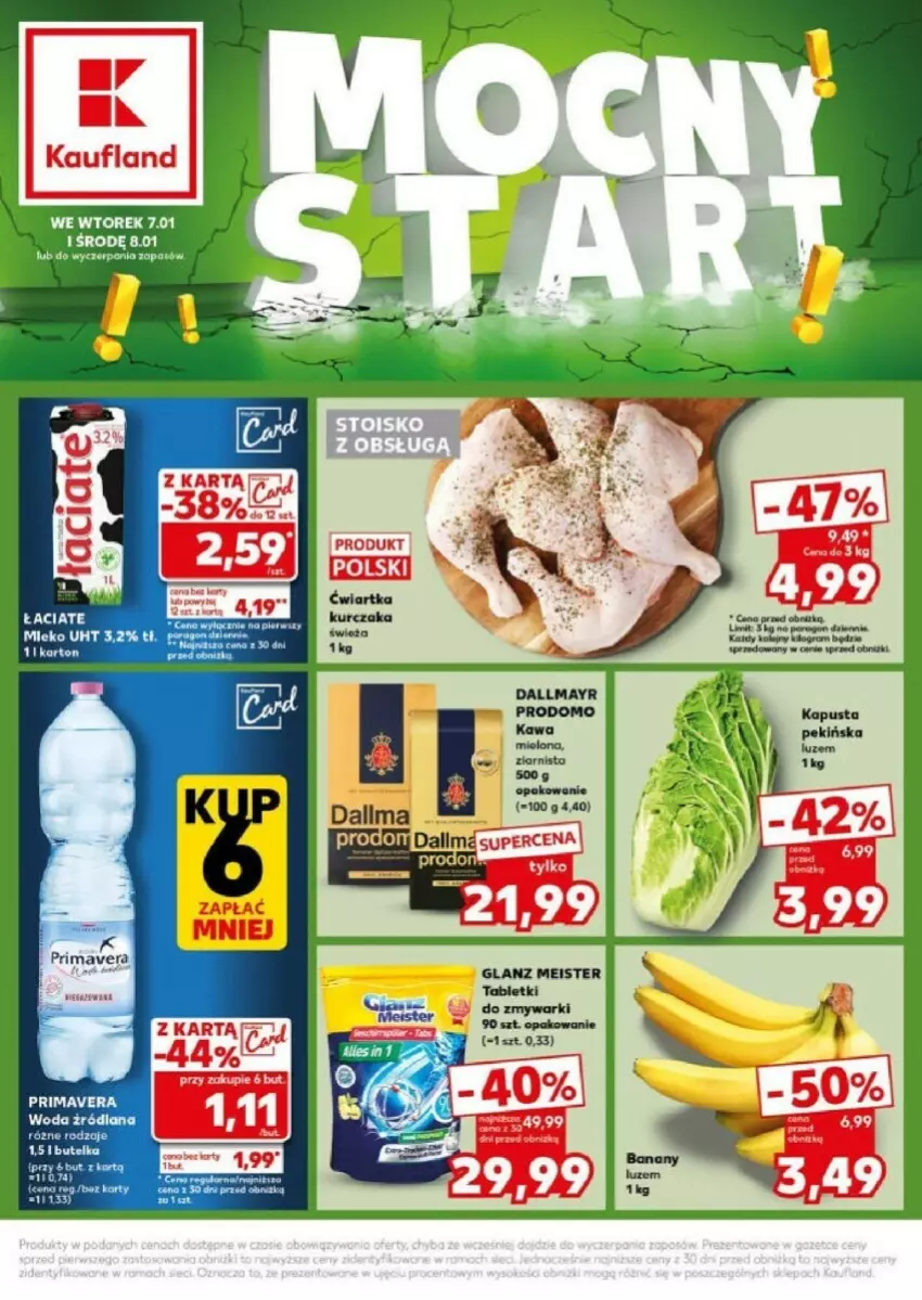 Gazetka promocyjna Kaufland - ważna 07.01 do 08.01.2025 - strona 1 - produkty: Dallmayr, Kawa, Kawa mielona, LANA, Mleko, Prima, Primavera, Tablet, Tabletki do zmywarki, Woda, Zmywarki