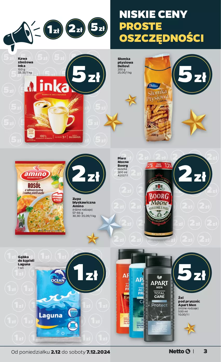 Gazetka promocyjna Netto - Od Poniedziałku - ważna 02.12 do 07.12.2024 - strona 3 - produkty: Dell, Inka, Kawa, Kawa zbożowa, Lovi, Piwo, Zupa