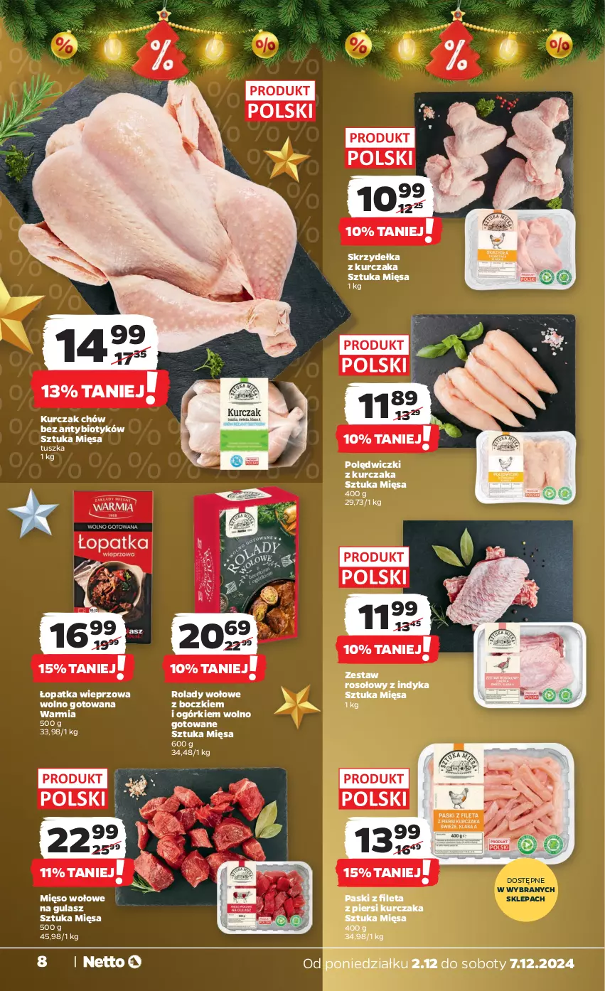 Gazetka promocyjna Netto - Od Poniedziałku - ważna 02.12 do 07.12.2024 - strona 8 - produkty: Kurczak, Mięso, Mięso wołowe, Polędwiczki z kurczaka, Skrzydełka z kurczaka, Tusz