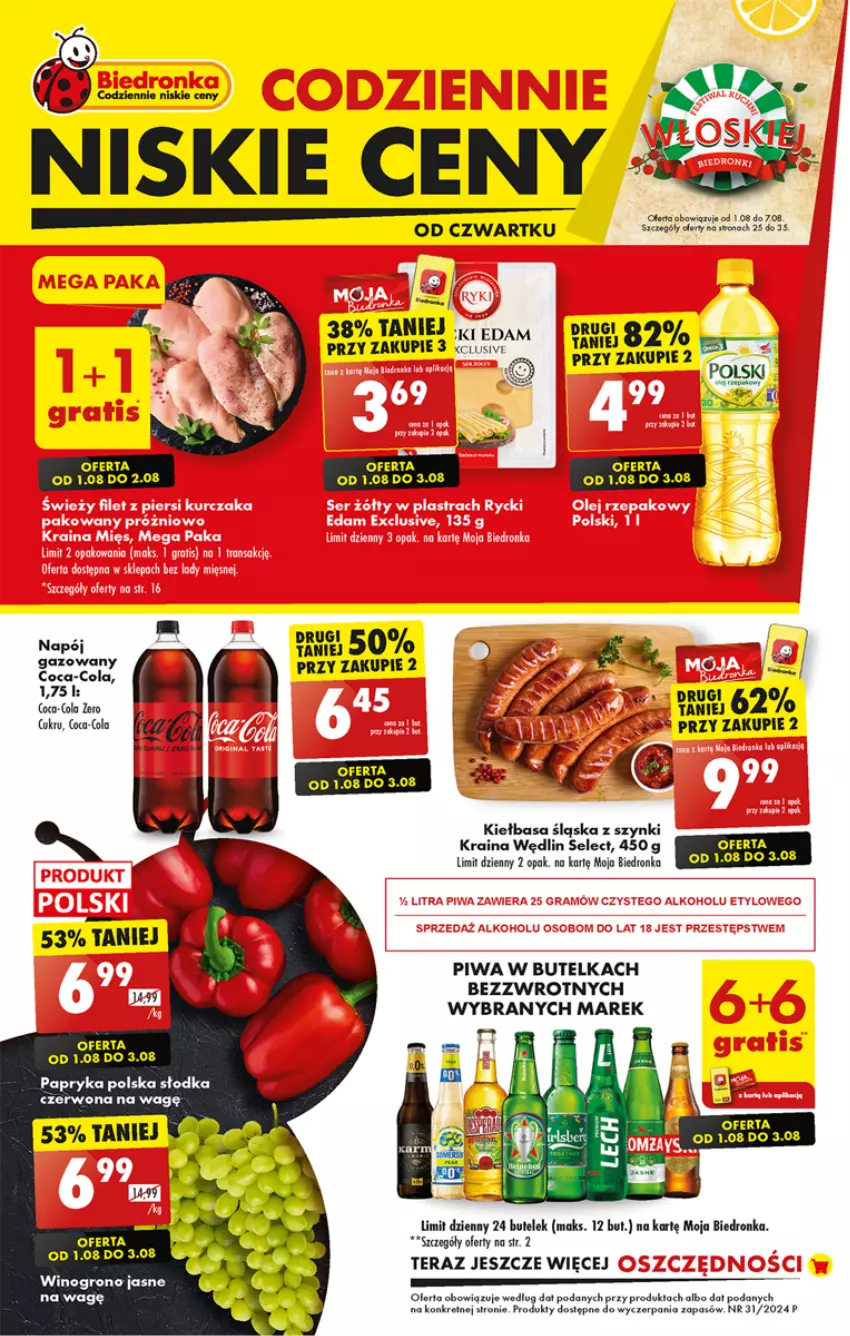 Gazetka promocyjna Biedronka - Od czwartku - ważna 01.08 do 07.08.2024 - strona 1 - produkty: Coca-Cola, Edam, Kret, Papryka, Piwa, Tera