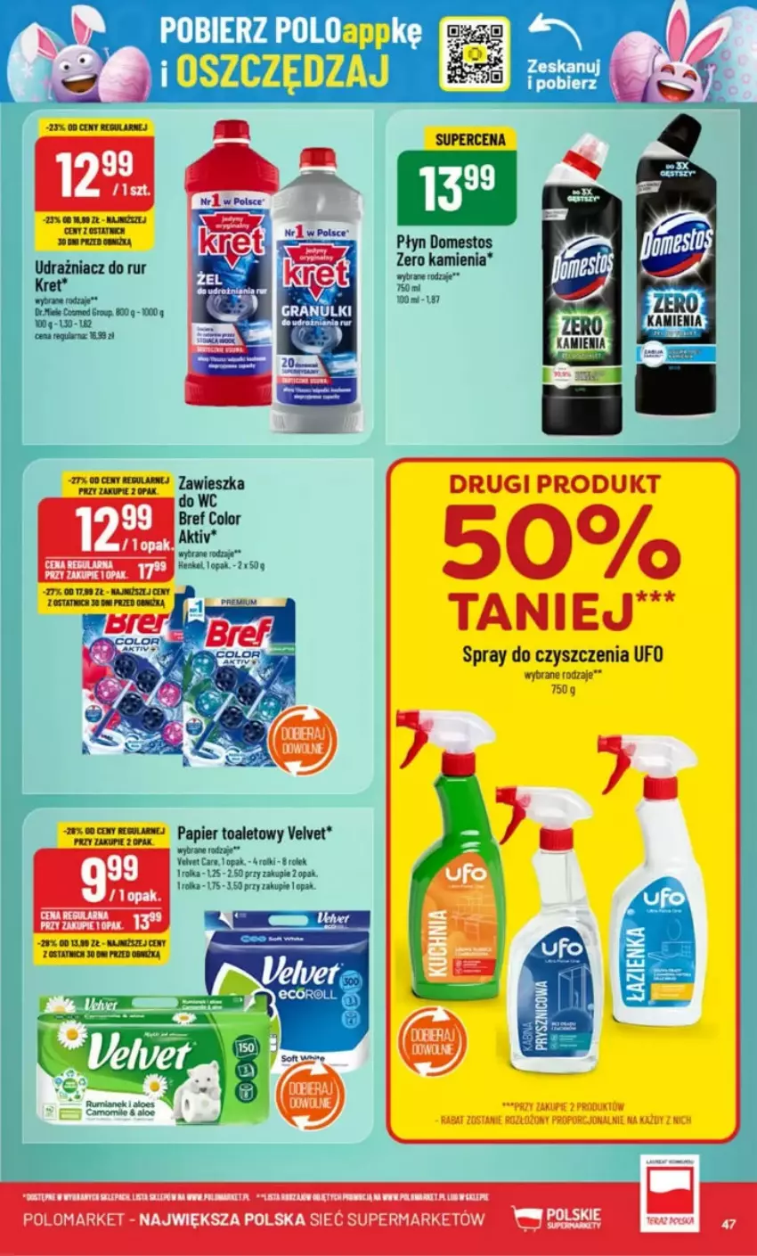 Gazetka promocyjna PoloMarket - ważna 19.03 do 25.03.2025 - strona 42 - produkty: Domestos, Isla, Kret, Papier, Papier toaletowy, Por, Spray do czyszczenia, Tera, Velvet