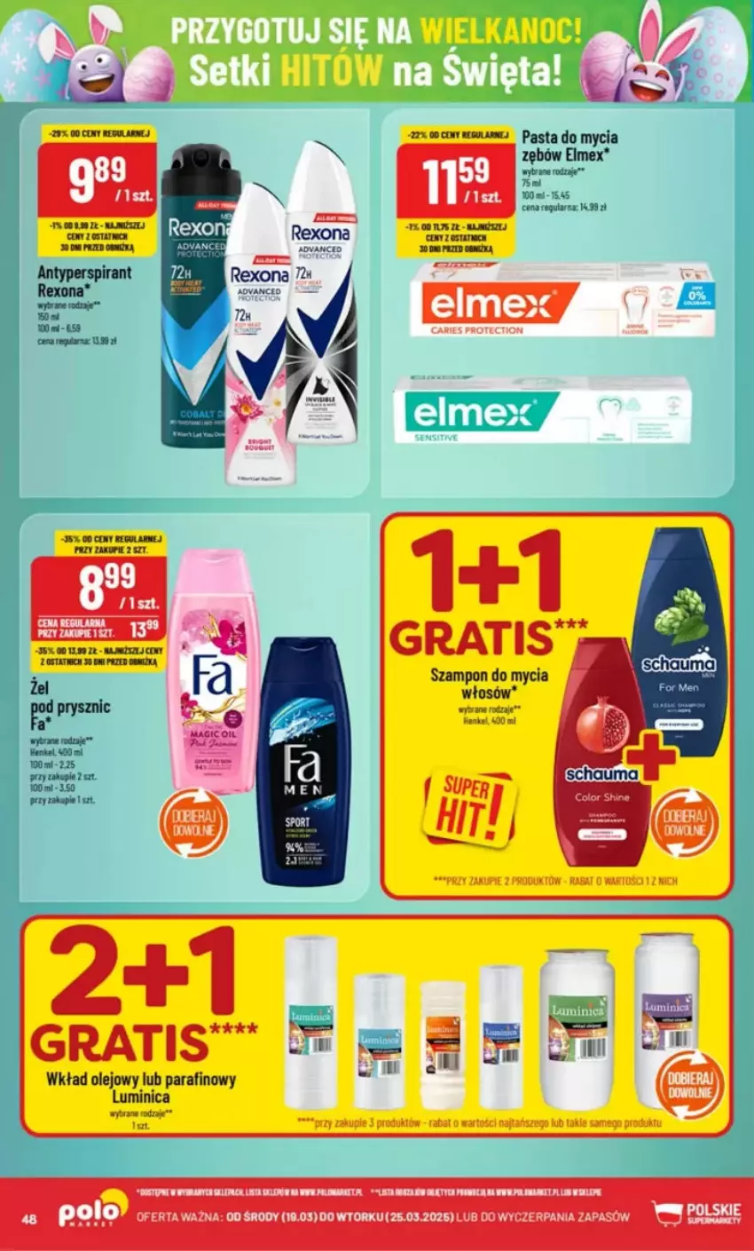 Gazetka promocyjna PoloMarket - ważna 19.03 do 25.03.2025 - strona 43 - produkty: Antyperspirant, Elmex, Gra, Olej, Rexona, Stek, Szampon, Wkład olejowy