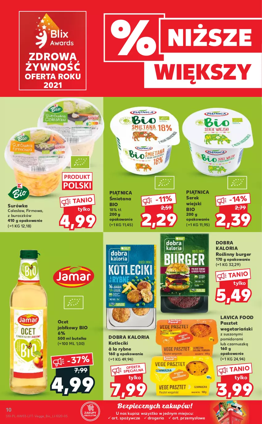 Gazetka promocyjna Kaufland - OFERTA TYGODNIA - ważna 20.01 do 26.01.2022 - strona 10 - produkty: Burger, Ocet, Pasztet, Piątnica, Piec, Roślinny burger, Ser, Serek, Serek wiejski, Surówka, Surówka coleslaw