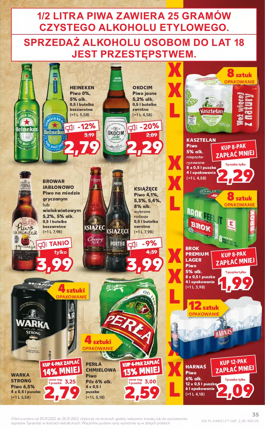 Gazetka promocyjna Kaufland - OFERTA TYGODNIA - ważna 20.01 do 26.01.2022 - strona 35 - produkty: Gra, Gry, Harnaś, Heineken, Kasztelan, Koc, Książęce, Okocim, Perła, Piwa, Piwo, Piwo jasne, Warka