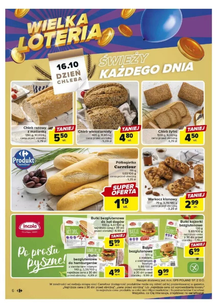Gazetka promocyjna Carrefour - ważna 17.10 do 21.10.2023 - strona 48 - produkty: Bagietka, Bajgle, Burger, Chleb, Hamburger, Hot dog, Koc, Półbagietka