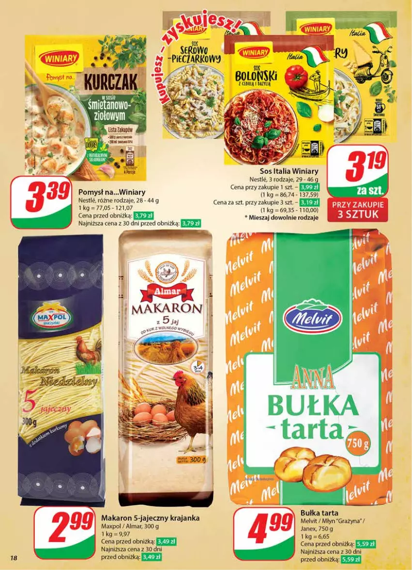 Gazetka promocyjna Dino - Gazetka 44 / 2024 - ważna 30.10 do 05.11.2024 - strona 18 - produkty: Bułka, Bułka tarta, Gra, Makaron, Melvit, Sos, Tarta, Winiary