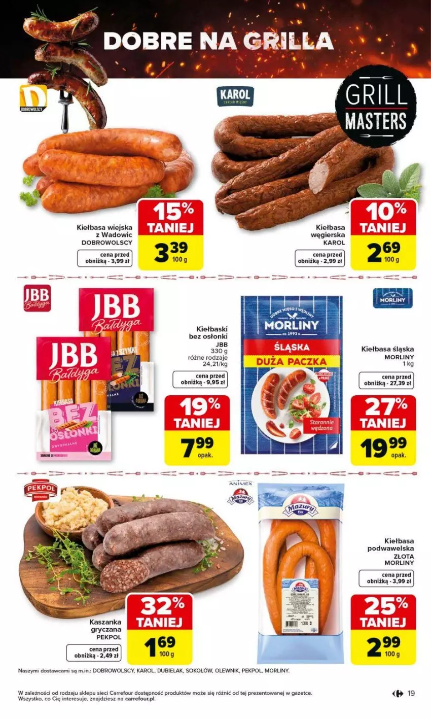 Gazetka promocyjna Carrefour - Gazetka Carrefour, Market od poniedziałku! - ważna 01.06 do 06.06.2026 - strona 21 - produkty: Grill, Gry, Kasza, Kaszanka, Kiełbasa, Kiełbasa podwawelska, Kiełbasa śląska, Kiełbasa wiejska, Morliny, Olewnik, Pekpol, Sok, Sokołów, Wawel