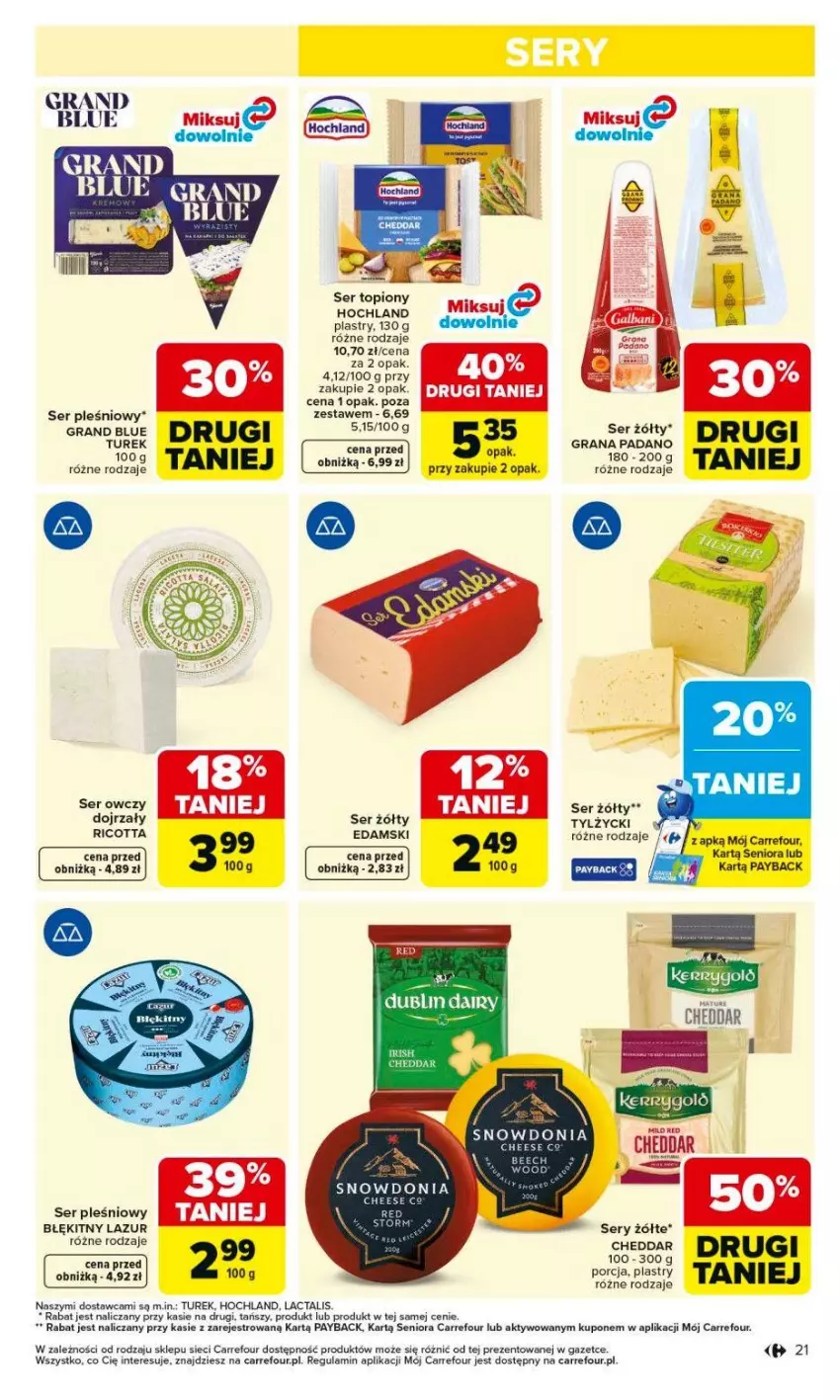 Gazetka promocyjna Carrefour - Gazetka Carrefour, Market od poniedziałku! - ważna 01.06 do 06.06.2026 - strona 23 - produkty: Cheddar, Edam, Gra, Hochland, Lazur, Por, Ricotta, Ser, Ser owczy, Ser pleśniowy, Ser topiony, Top