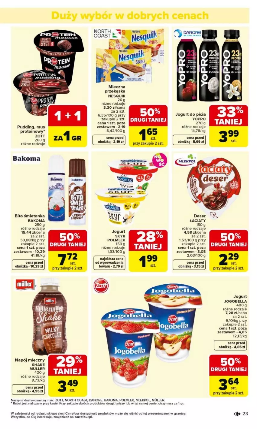 Gazetka promocyjna Carrefour - Gazetka Carrefour, Market od poniedziałku! - ważna 01.06 do 06.06.2026 - strona 25 - produkty: Bakoma, Bell, Bella, Danone, Deser, Fa, Jogobella, Jogurt, Mus, Napój, Napój mleczny, Nesquik, POLMLEK, Pudding, Ser, Zott