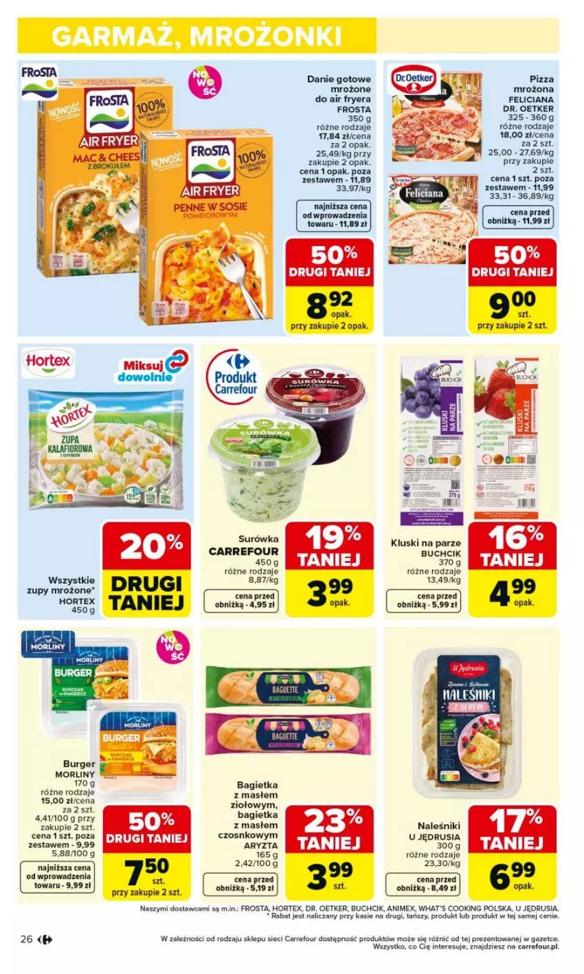 Gazetka promocyjna Carrefour - Gazetka Carrefour, Market od poniedziałku! - ważna 01.06 do 06.06.2026 - strona 28 - produkty: Bagietka, Burger, Danie gotowe, Dr. Oetker, Feliciana, Frosta, Hortex, Kluski na parze, Morliny, Naleśniki, Pizza, Surówka, Top