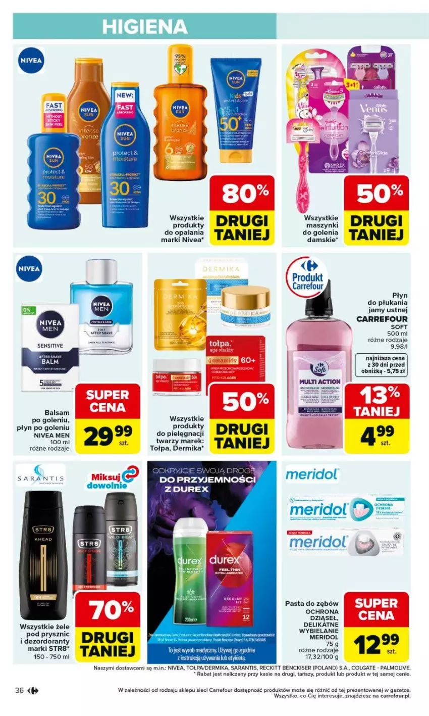 Gazetka promocyjna Carrefour - Gazetka Carrefour, Market od poniedziałku! - ważna 01.06 do 06.06.2026 - strona 38 - produkty: Colgate, Dermika, Durex, LG, Nivea, Palmolive, Pasta do zębów, Płyn do płukania, Płyn do płukania jamy ustnej, Ser, Str8, Tołpa