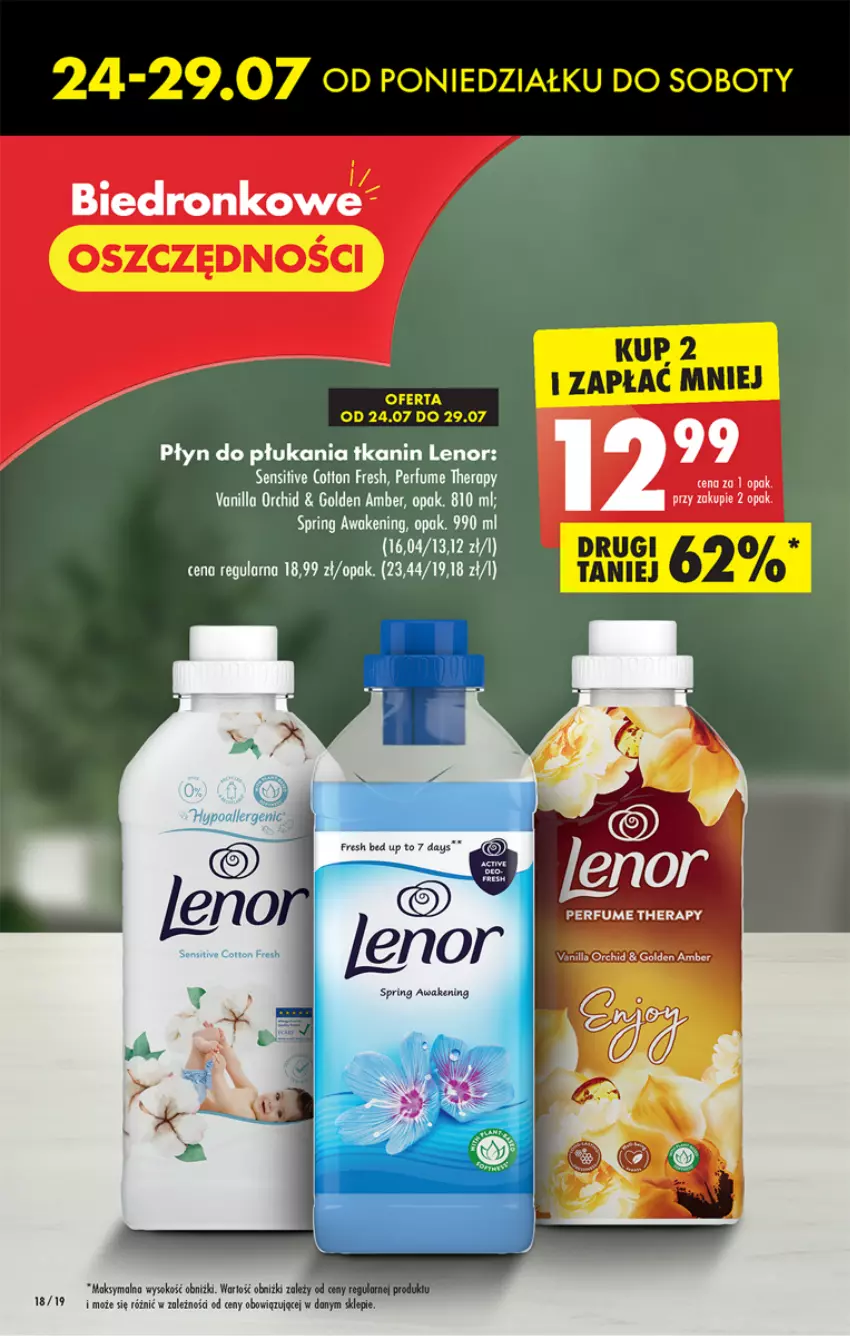 Gazetka promocyjna Biedronka - Od poniedzialku - ważna 24.07 do 29.07.2023 - strona 18 - produkty: Lenor, Perfum, Płyn do płukania, Sok