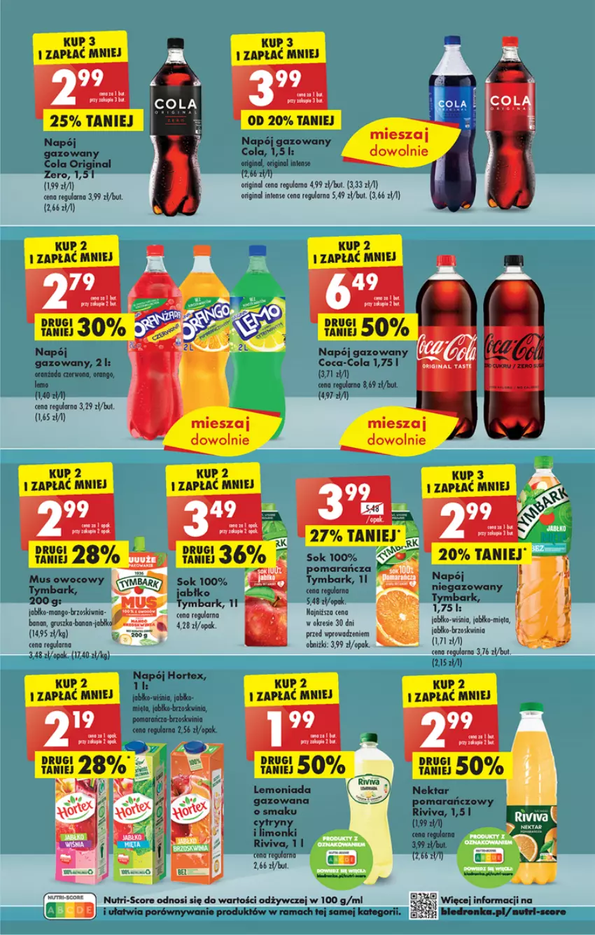 Gazetka promocyjna Biedronka - Od poniedzialku - ważna 24.07 do 29.07.2023 - strona 43 - produkty: Coca-Cola, Gin, Jabłka, Kiwi, Lemoniada, Mięta, Mus, Napój, Napój gazowany, Nektar, Oranżada, Por, Rama, Sok, Tymbark