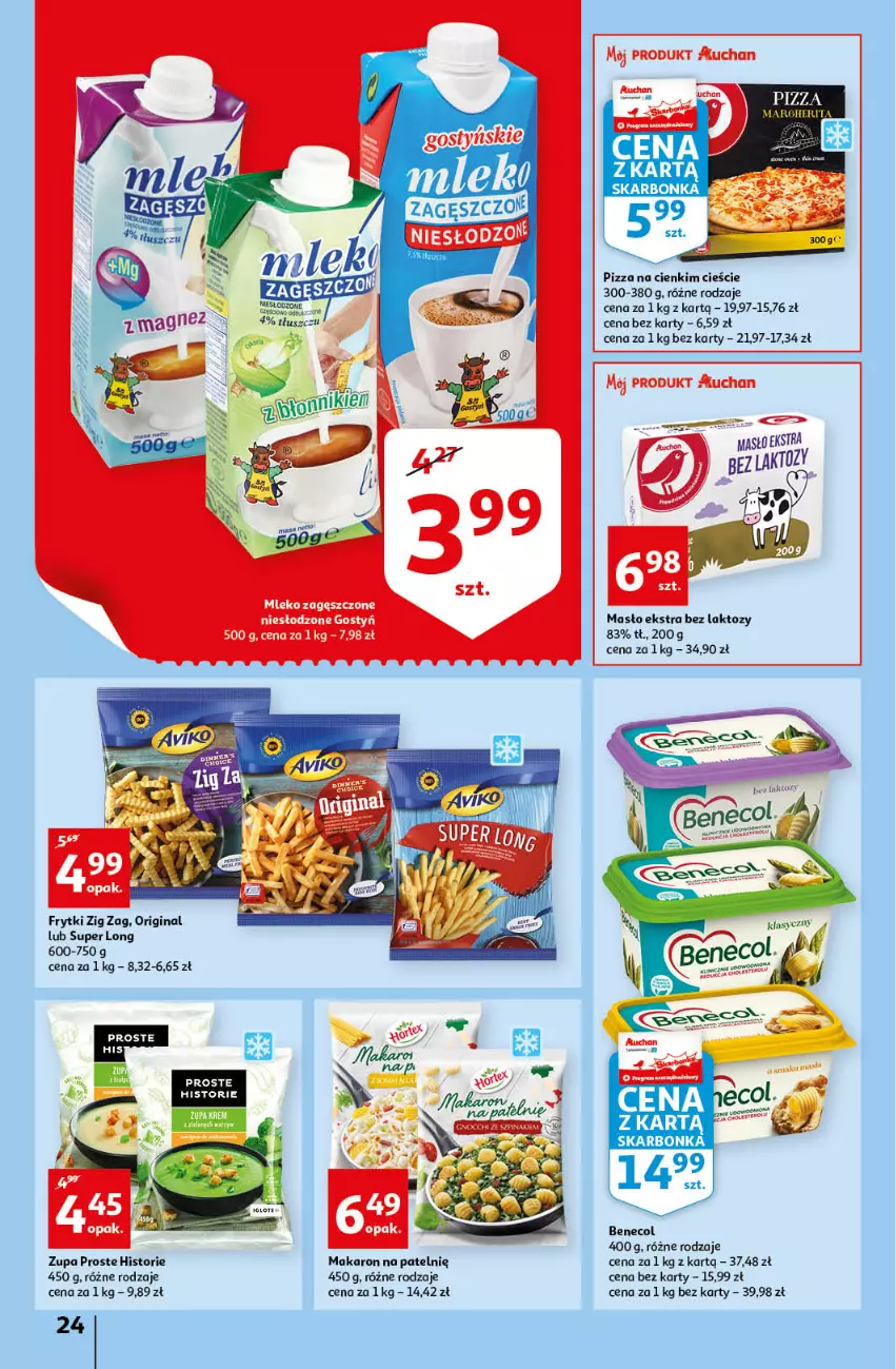 Gazetka promocyjna Auchan - przeNISKIE CENY czas na przepyszności Hipermarkety - ważna 17.03 do 23.03.2022 - strona 24 - produkty: Benecol, Frytki, Gin, Makaron, Masło, Pizza, Pizza margherita, Zupa