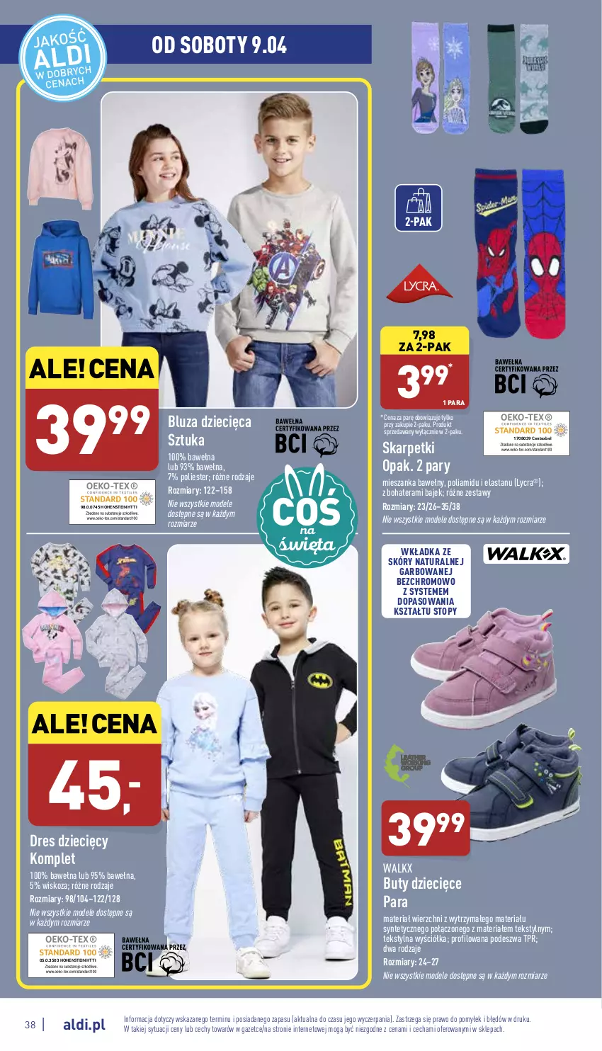 Gazetka promocyjna Aldi - Pełny katalog - ważna 04.04 do 10.04.2022 - strona 38 - produkty: Bluza, Buty, Dres, Dzieci, Karp, Skarpetki, Tera, Top, Wełna