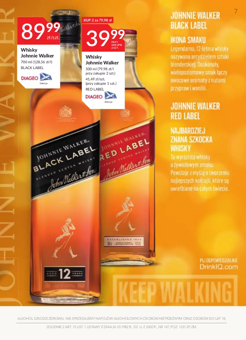 Gazetka promocyjna Stokrotka - Oferta alkoholowa - ważna 23.06 do 20.07.2022 - strona 7 - produkty: Johnnie Walker, Koc, Lack, Whisky