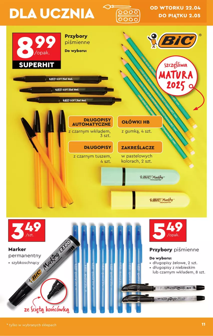 Gazetka promocyjna Biedronka - Okazje Tygodnia - ważna 22.04 do 03.05.2025 - strona 11 - produkty: Długopis, Marker, Tusz
