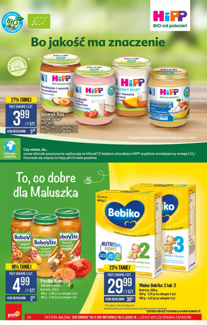 Gazetka promocyjna PoloMarket - Gazetka pomocyjna - ważna 10.11 do 16.11.2021 - strona 52 - produkty: Banany, Bebiko, HiPP, Karmi, Mleko, Słoiczki