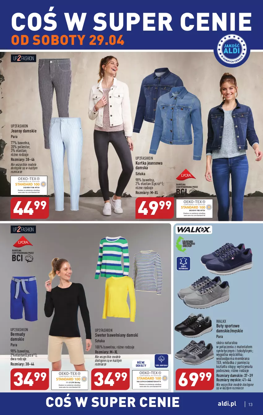 Gazetka promocyjna Aldi - COŚ w tym tygodniu - ważna 26.04 do 29.04.2023 - strona 13 - produkty: Bermudy, Buty, Fa, Kurtka, Por, Sport, Sweter, Top, Wełna