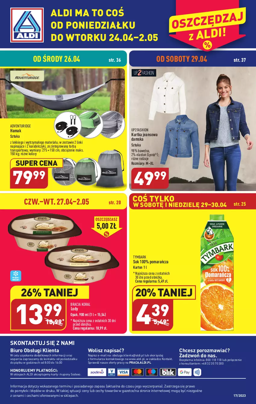 Gazetka promocyjna Aldi - COŚ w tym tygodniu - ważna 26.04 do 29.04.2023 - strona 18 - produkty: Biuro, Fa, Hama, Kurtka, Lody, O nas, Por, Sok, Sport, Tran, Tymbark, Wełna