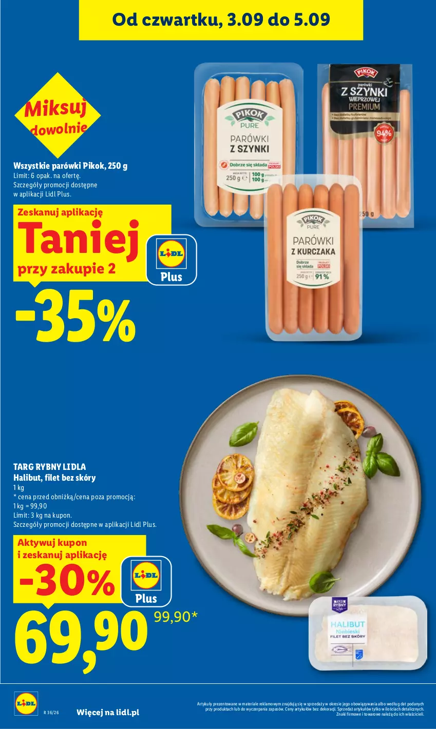 Gazetka promocyjna Lidl - Gazetka ważna od 3.09 do 5.09 - ważna 03.09 do 05.09.2026 - strona 10 - produkty: Halibut, Parówki, PIKOK