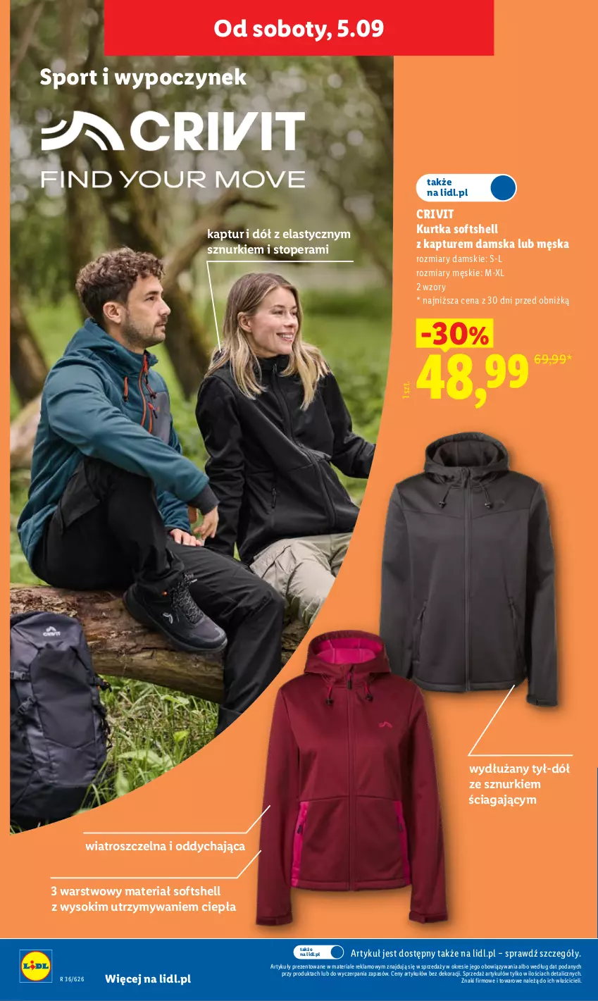 Gazetka promocyjna Lidl - Gazetka ważna od 3.09 do 5.09 - ważna 03.09 do 05.09.2026 - strona 36 - produkty: Kurtka, Kurtka softshell, Por, Sok, Sport, Top