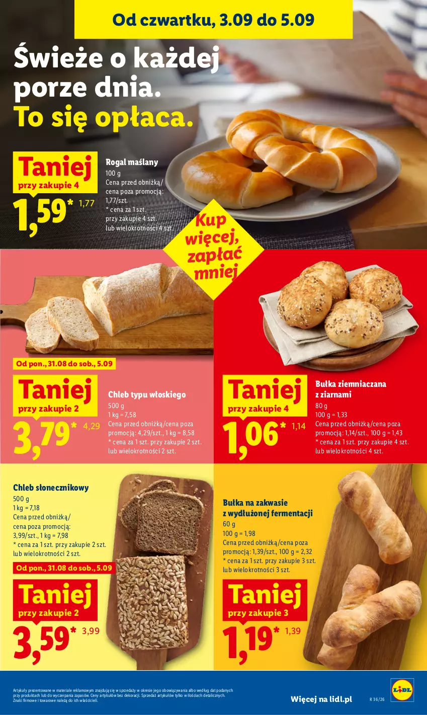 Gazetka promocyjna Lidl - Gazetka ważna od 3.09 do 5.09 - ważna 03.09 do 05.09.2026 - strona 49 - produkty: Bułka, Chleb, Chleb typu włoskiego, Por, Rogal