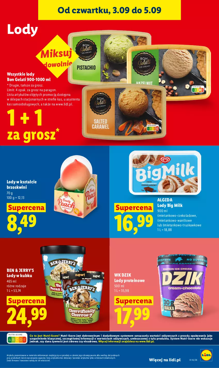 Gazetka promocyjna Lidl - Gazetka ważna od 3.09 do 5.09 - ważna 03.09 do 05.09.2026 - strona 63 - produkty: Algida, Big Milk, LG, Lody