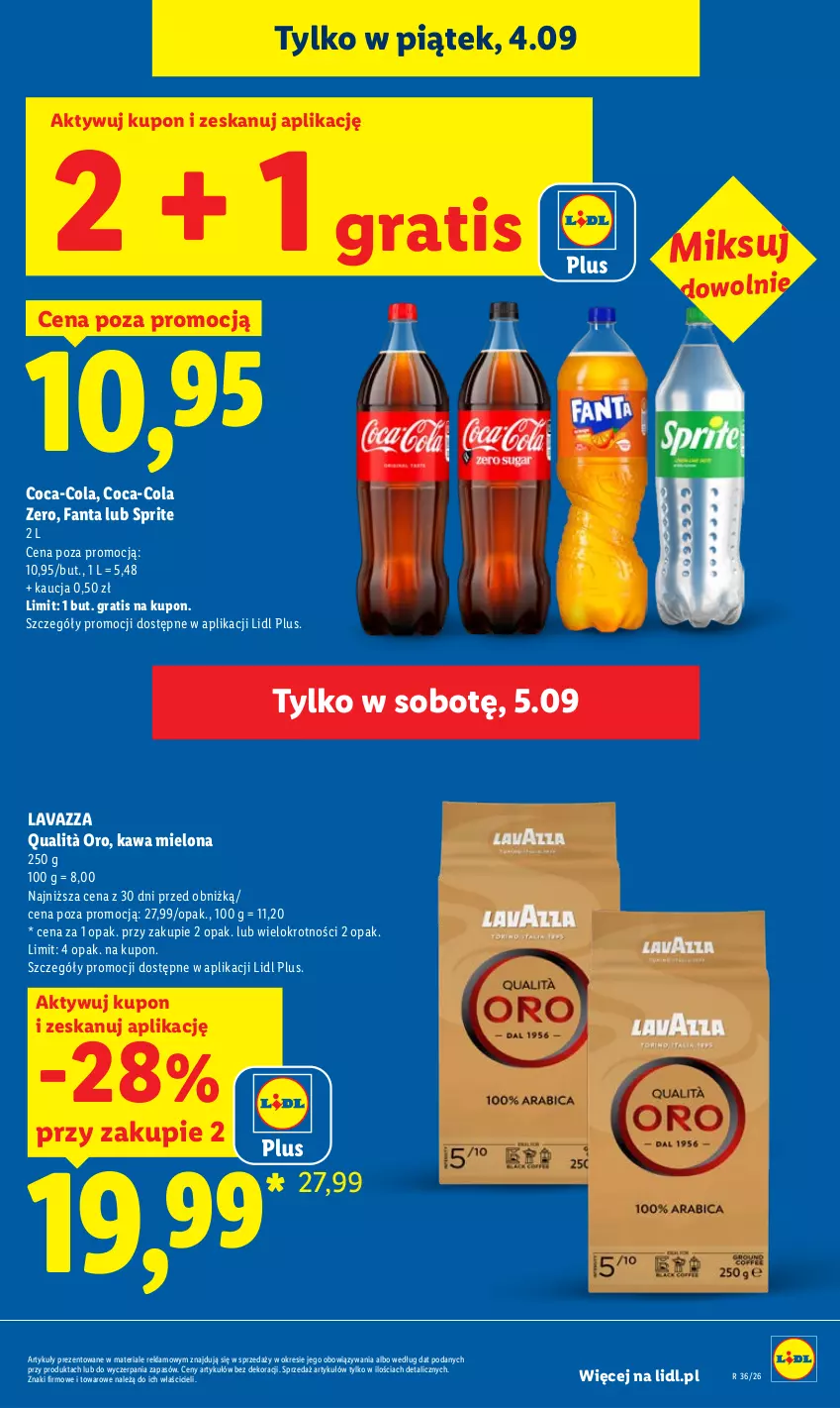 Gazetka promocyjna Lidl - Gazetka ważna od 3.09 do 5.09 - ważna 03.09 do 05.09.2026 - strona 7 - produkty: Coca-Cola, Fa, Fanta, Gra, Kawa, Kawa mielona, Lavazza, Sprite