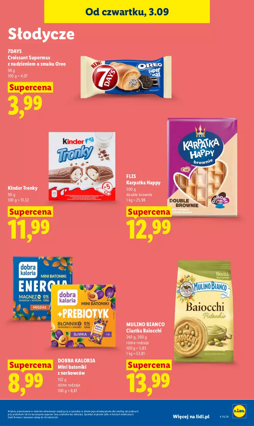 Gazetka promocyjna Lidl - Gazetka ważna od 3.09 do 5.09 - ważna 03.09 do 05.09.2026 - strona 79 - produkty: Baton, Brownie, Ciastka, Croissant, Karp, Kinder, Oreo, Tonik