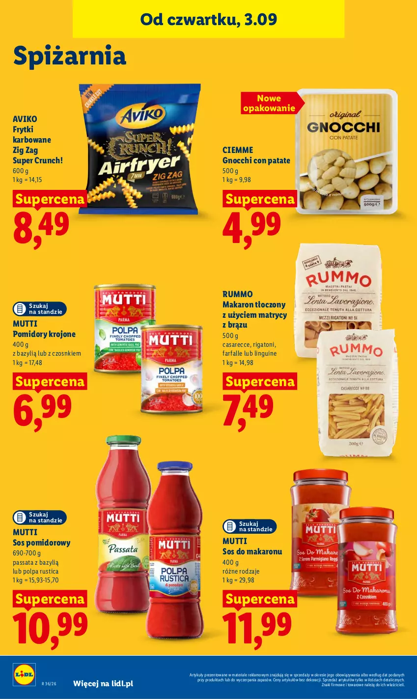 Gazetka promocyjna Lidl - Gazetka ważna od 3.09 do 5.09 - ważna 03.09 do 05.09.2026 - strona 80 - produkty: Bazyl, Fa, Frytki, Gnocchi, Makaron, Pomidory, Pomidory krojone, Rum, Rust, Sos, Sos do makaronu, Sos pomidorowy