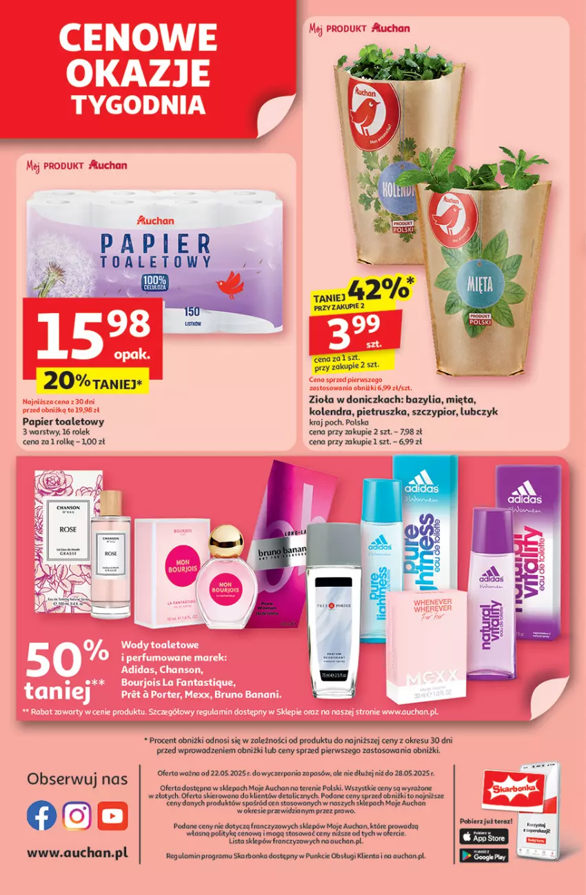 Gazetka promocyjna Auchan - Uśmiech mamy? Zaplanowany! Moje - ważna 22.05 do 28.05.2025 - strona 10 - produkty: Bazyl, Bazylia, Gra, Kolendra, Mięta, Papier, Papier toaletowy, Pietruszka, Rosie, Ser