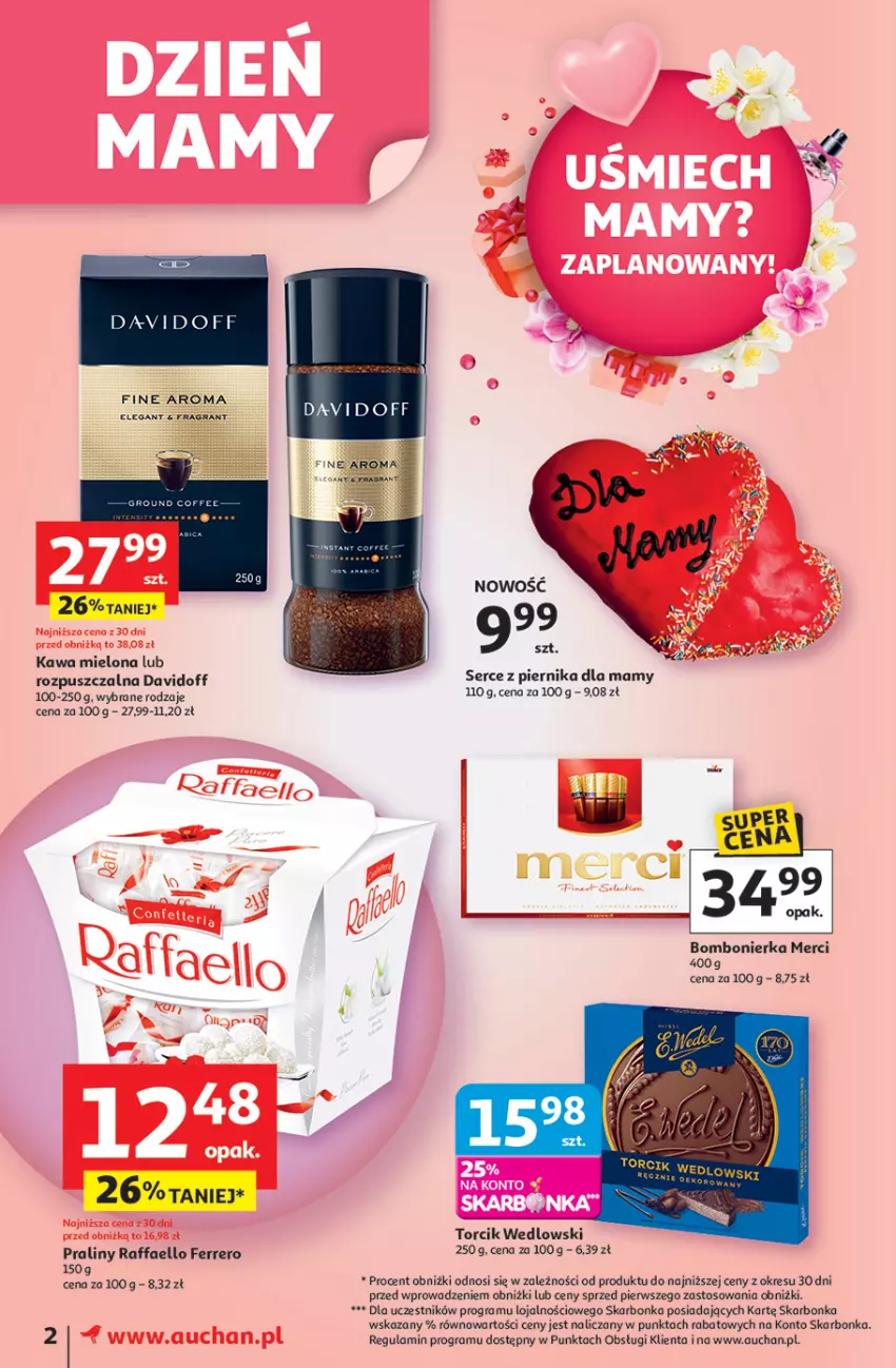 Gazetka promocyjna Auchan - Uśmiech mamy? Zaplanowany! Moje - ważna 22.05 do 28.05.2025 - strona 2 - produkty: Davidoff, Fa, Ferrero, Gra, Kawa, Kawa mielona, Merci, Piernik, Praliny, Raffaello, Ser