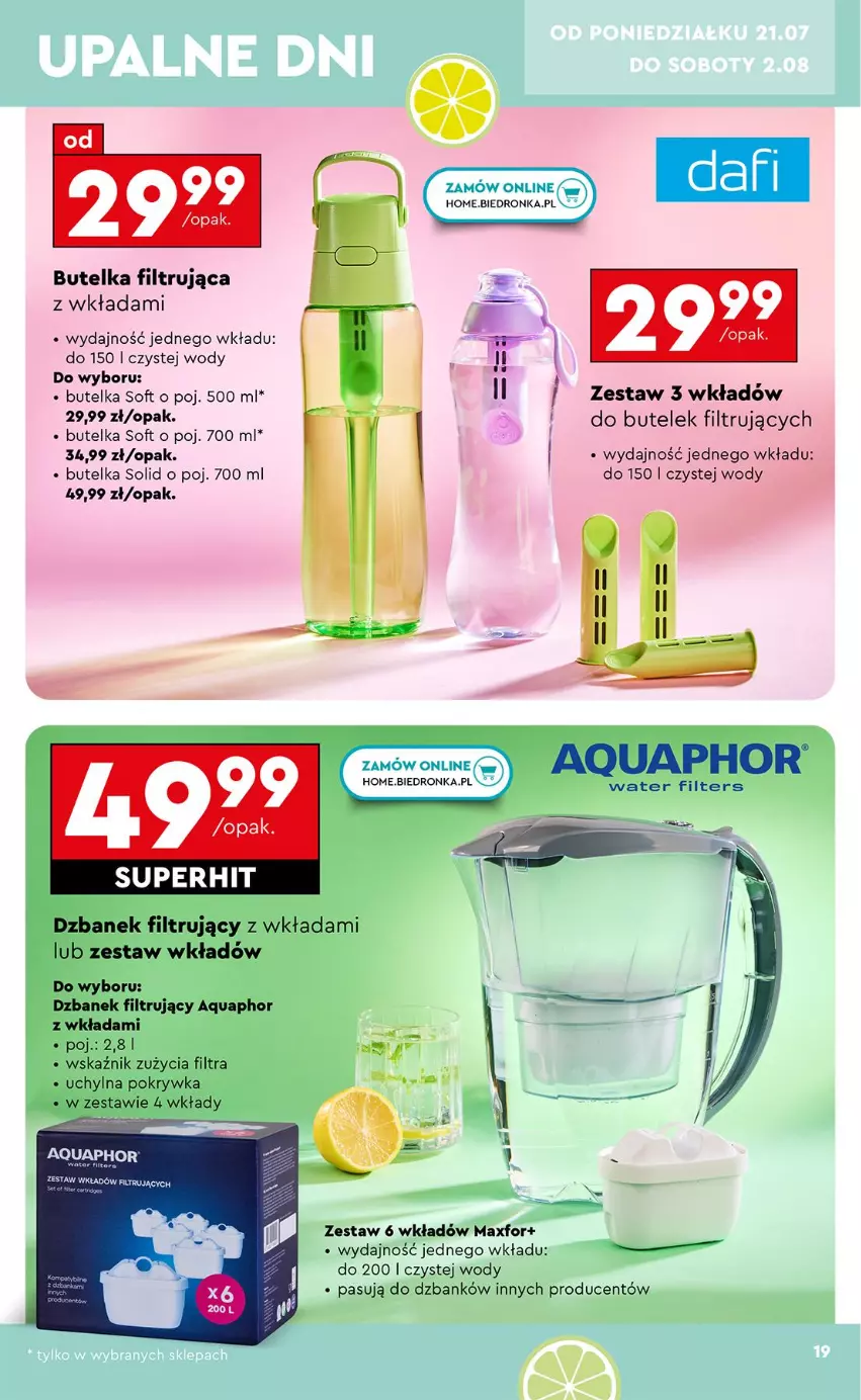 Gazetka promocyjna Biedronka - Okazje Tygodnia - ważna 21.07 do 02.08.2025 - strona 21 - produkty: Aquaphor, Dzbanek, Dzbanek filtrujący