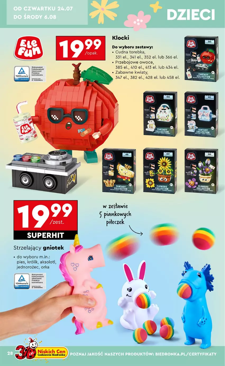 Gazetka promocyjna Biedronka - Okazje Tygodnia - ważna 21.07 do 02.08.2025 - strona 30 - produkty: Jednorożec, Klocki, Królik, Orka, Owoce, Torebka