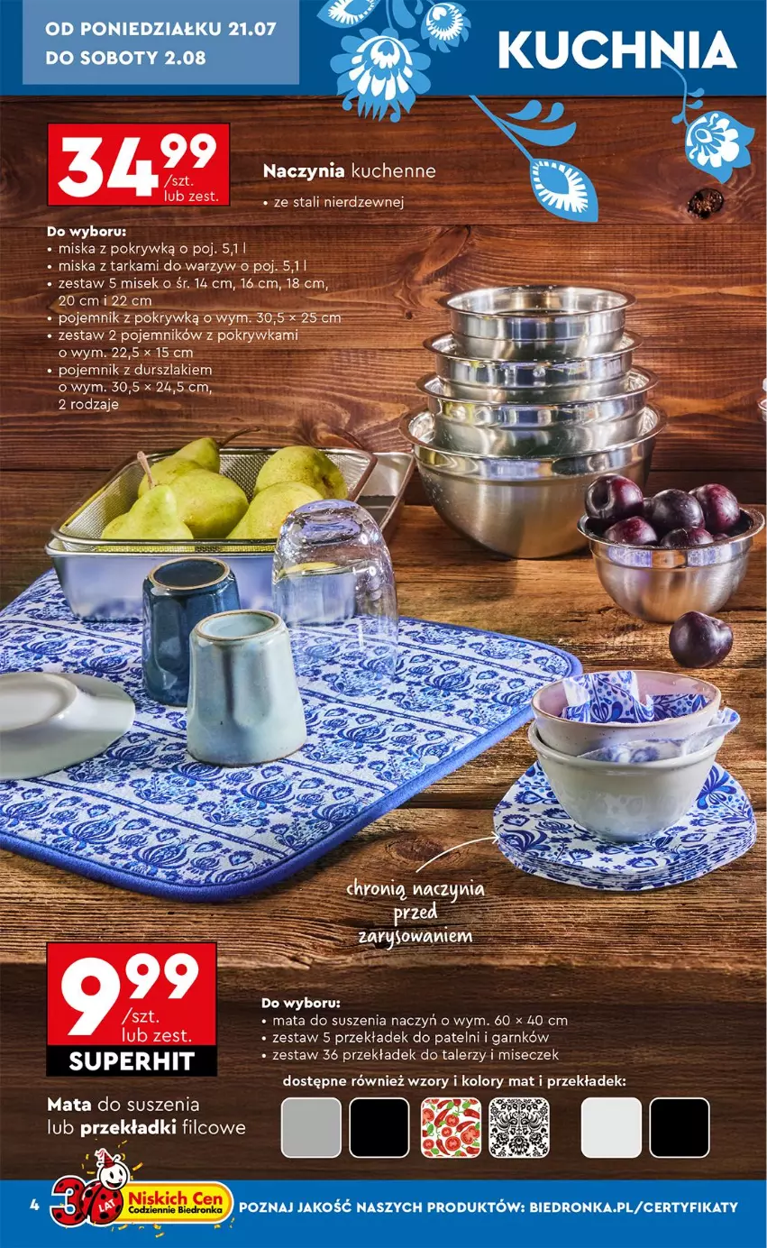 Gazetka promocyjna Biedronka - Okazje Tygodnia - ważna 21.07 do 02.08.2025 - strona 6 - produkty: Durszlak, Miska, Pojemnik, Talerz, Tarka