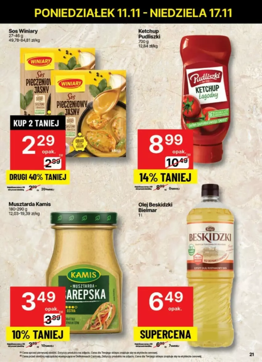 Gazetka promocyjna Delikatesy Centrum - ważna 12.11 do 17.11.2024 - strona 14 - produkty: Beskidzki, Kamis, Ketchup, Mus, Musztarda, Olej, Rum, Sos, Winiary