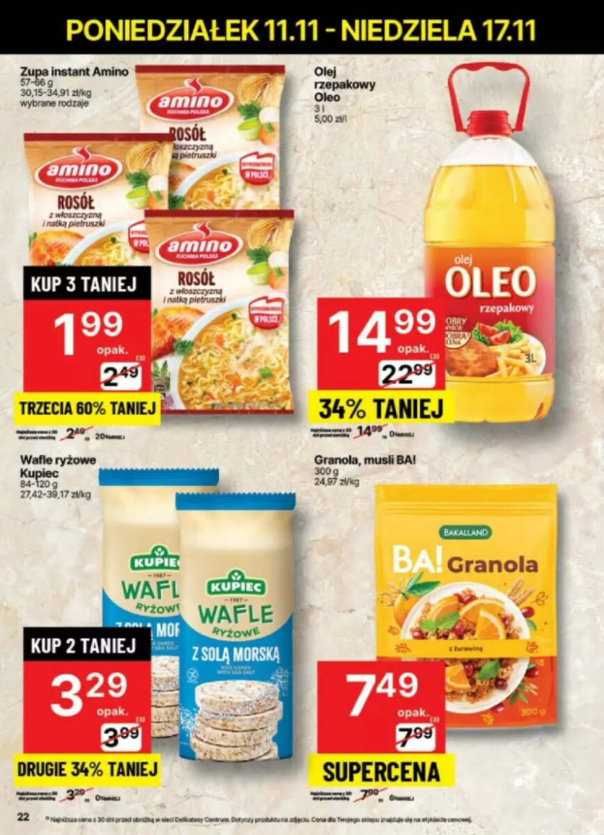 Gazetka promocyjna Delikatesy Centrum - ważna 12.11 do 17.11.2024 - strona 15 - produkty: Ba!, Gra, Granola, Mus, Olej, Oleo, Rosół, Rum, Ryż, Wafle, Zupa