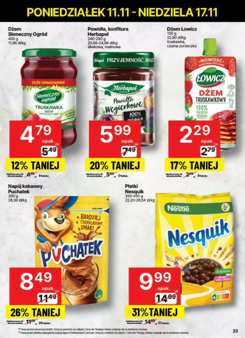 Gazetka promocyjna Delikatesy Centrum - ważna 12.11 do 17.11.2024 - strona 16 - produkty: Dżem, Kakao, Napój, Nesquik, Por, Rum